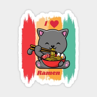 Cat Eating Ramen Magnet