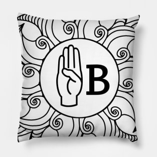 Letter B - ASL Langue des signes américaine - Mandala Pillow