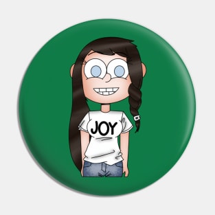 Girl Wearing Joy T-Shirt Pin