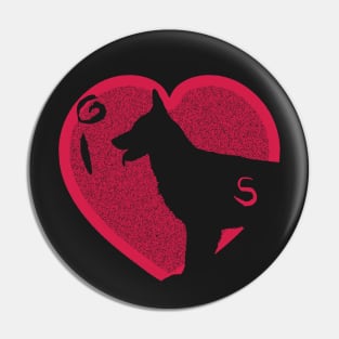 Distressed Minimalistic Red Heart I Love German Shepherds Pin