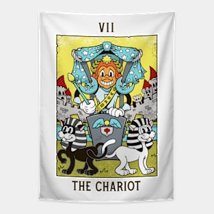 Chariot - Mystical Medleys - Vintage Cartoon Tarot (White) Tapestry