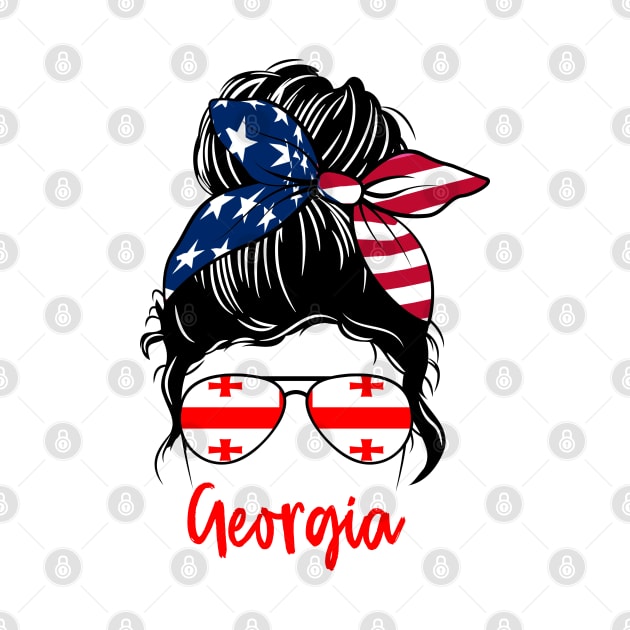 Georgia girl Messy bun , American Girl , Georgia Flag by JayD World