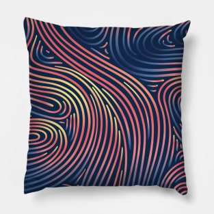 Line Shapes in Blue, Yellow and Coral Gradient Pillow