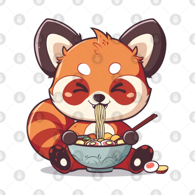 Cute Red Panda eating ramen by MilkyBerry