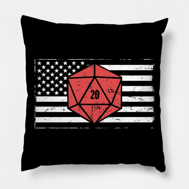 American Flag | d20 Roleplaying Game Graphic Pillow by MeatMan