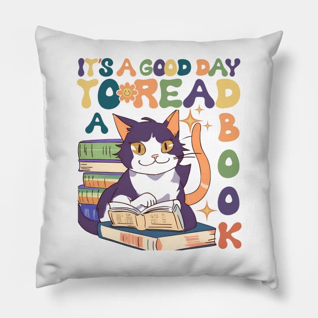 It's a good day to read a book. Cat lovers Pillow by TRACHLUIM