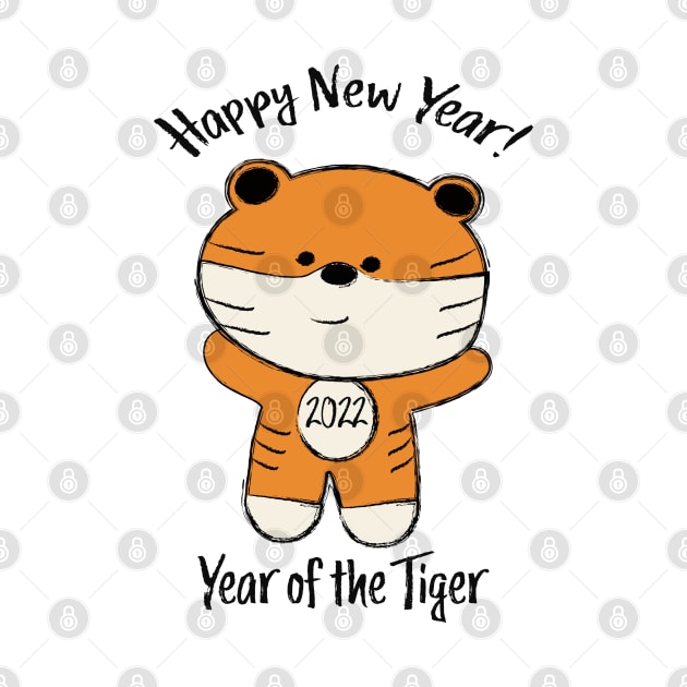 Adorable Happy New Year 2022 Year of the Tiger by Hedgie Designs