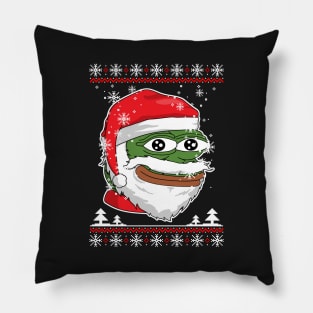 Santa Pepe FeelsOkayMan - White Outline Pillow