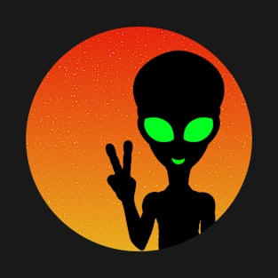 Colourful, Cute Design of an Alien Giving a Peace Sign T-Shirt