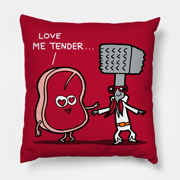 Love Me Tenderizer Funny Cute Relationship Romantic Vintage Retro Funny Valentine Gift Pillow by BoggsNicolas