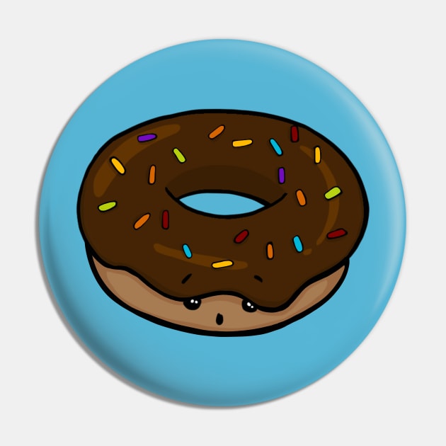 Kawaii Donut with Chocolate Icing and Rainbow Sprinkles Pin by Fun4theBrain