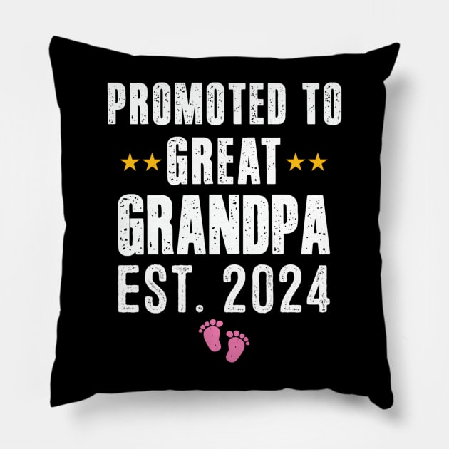 New Grandpa 2024 Promoted To Great Grandpa 2024 It's A Girl Pillow by Mitsue Kersting