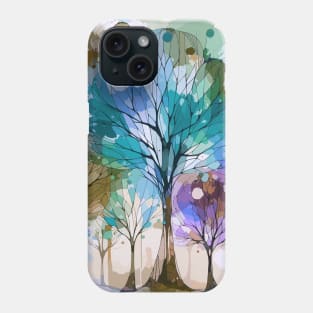 Colorful Pastel Blue Abstract Trees Phone Case