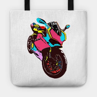 Cute Girly Big Bike Motorcycle Blue and Pink Color Tote