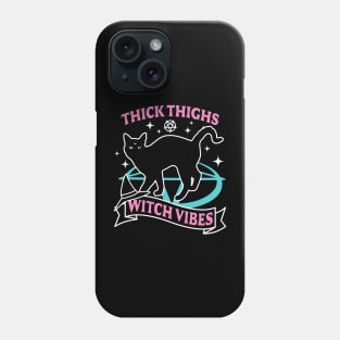 Thick Thighs Witch Vibes - Funny Halloween Pastel Goth Cat Phone Case