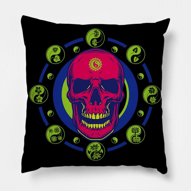 Skull of tai chi N°7 Pillow by couleur365