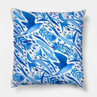 Blue Bird of Paradise Pillow