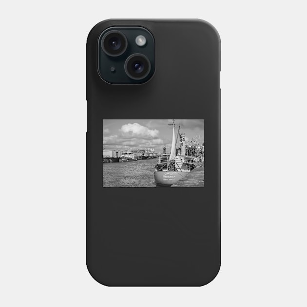 The George Stephenson sailing boat moored in the docks in the seaside town of Great Yarmouth in Norfolk Phone Case by yackers1