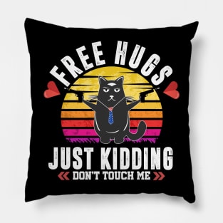 Free Hugs Just Kidding Valentine Day Funny Cat Lover Men Women Pillow