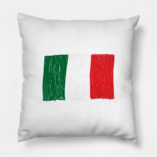 Doodle ITALY flag. Child drawing i love ITALY design flag Pillow