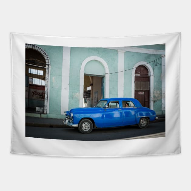 American car from the 50's in Havana, Cuba Tapestry by connyM-Sweden