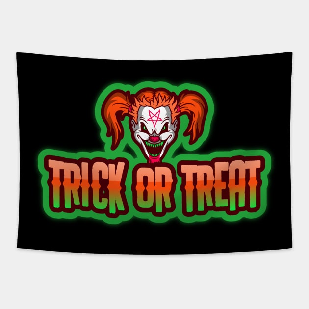 Evil Clown Trick or Treat Tapestry by Joco Studio