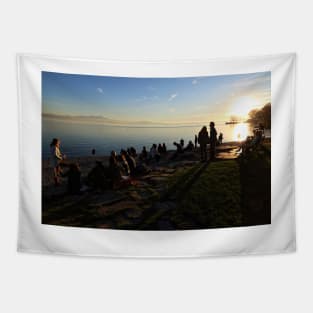 November Sunset in Friedrichshafen - Lake Constance Tapestry