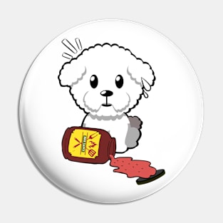 Funny furry dog Spills BBQ Sauce Pin