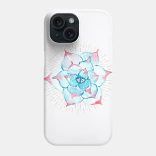 Watercolor Pink Blue Succulent Phone Case