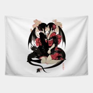 Two Geishas Kissing Graphic T-Shirt 14 Tapestry