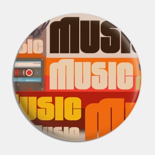 Music Vintage studio retro 80s hi fi audio art music lover beats Pin