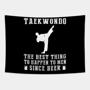 Kick and Sip: 'Taekwondo - Better Than Beer & Wine' Funny Tee Tapestry