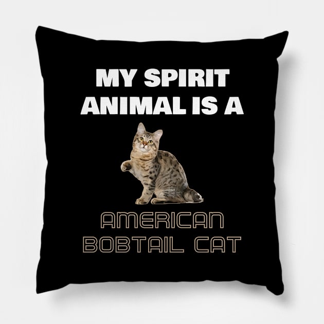 My Spirit Animal is a American Bobtail Cat Pillow by AmazighmanDesigns