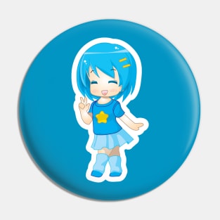 Chibi Girl in Blue Pin