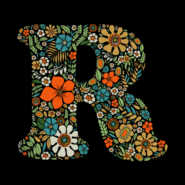 Hippie Floral Letter R by zeljkica