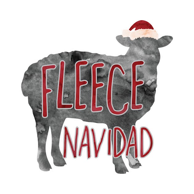 Fleece Navidad - a silly Christmas design of a sheep with a punny pun by Shana Russell