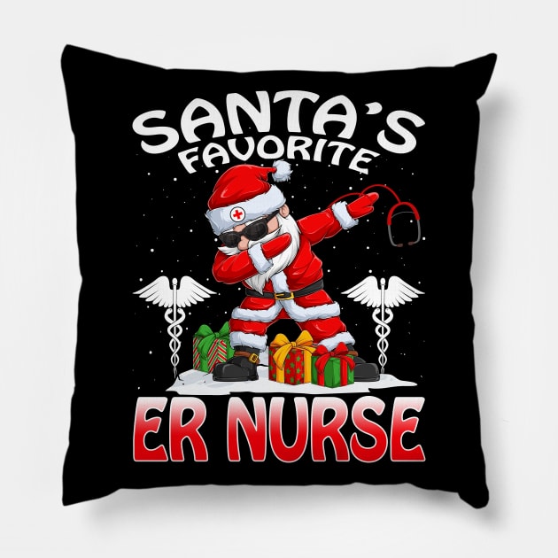 Santas Favorite Er Nurse Christmas T Shirt Pillow by intelus