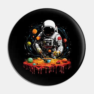 Trippy Psychedelic Astronaut Planet Soup Pin