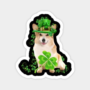 Lucky Corgi Shamrock St Patrick's Day Magnet