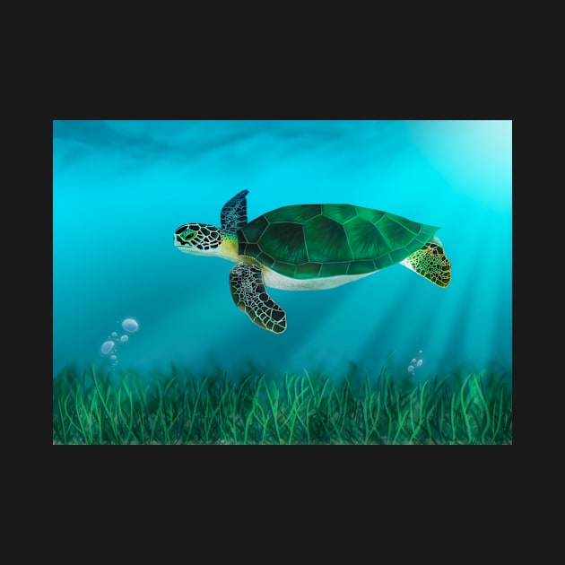 Green Turtle and Sea Grass by CreativeNatureM