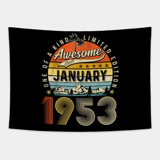 Awesome Since January 1953 Vintage 70th Birthday Tapestry