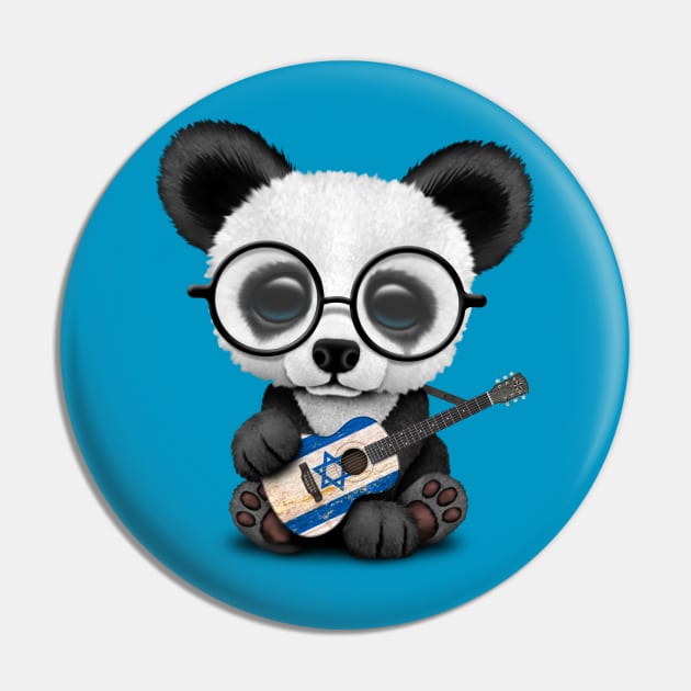 Baby Panda Playing Israeli Flag Guitar Pin by jeffbartels