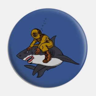 Diver and Shark Pin