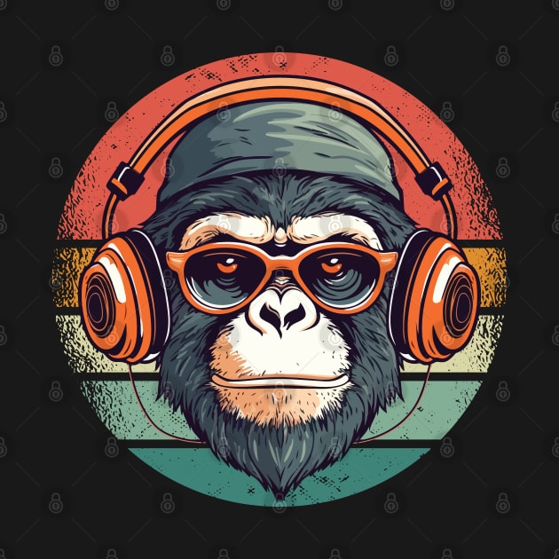 Chimp with Headphone - For Musicians and Zoologists by Graphic Duster