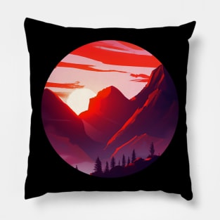 The mountains glow at sunrise Pillow