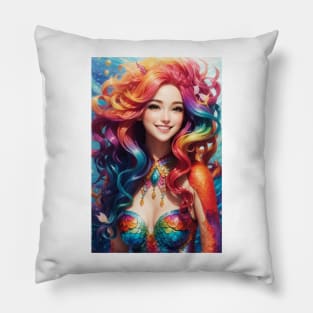 Rainbow Scales Mermaid Pillow