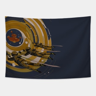 1970s Sci-Fi Cosmonauts In A Space Tunnel Tapestry