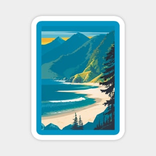 Blue and Green Scene of A Beach In Summer Magnet