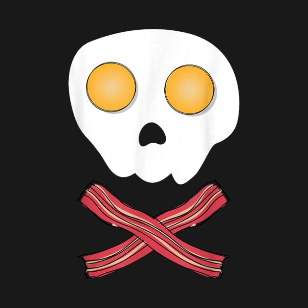 Bacon & Eggs Skull & Crossbones T-Shirt Fried Breakfast by irelandefelder