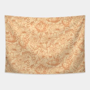 Rich Summer Flowers on Neutral Colors Tapestry